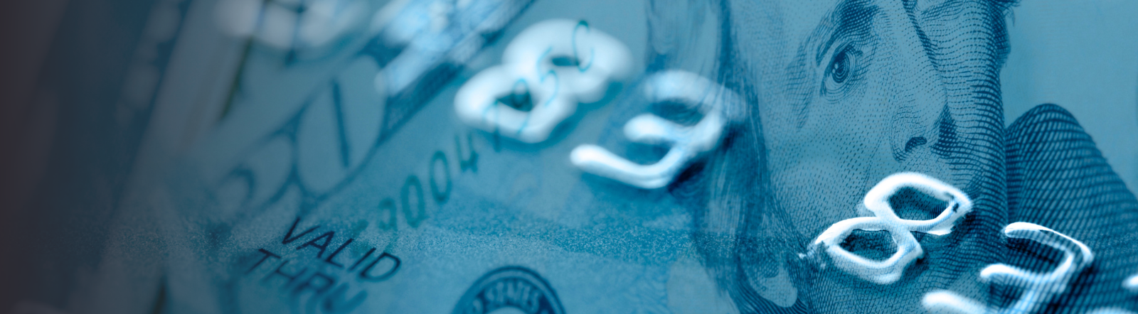 credit card number overshadows a twenty dollar bill